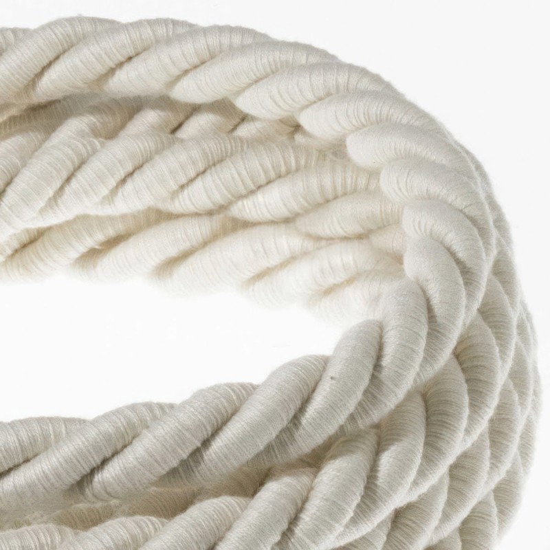 Cable textil trenzado blanco roto 16 mm para lámparas | Iluminable)