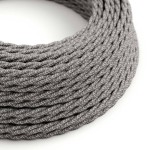 Cable textil trenzado lino gris para lámparas | Doble aislamiento CE | Iluminable)