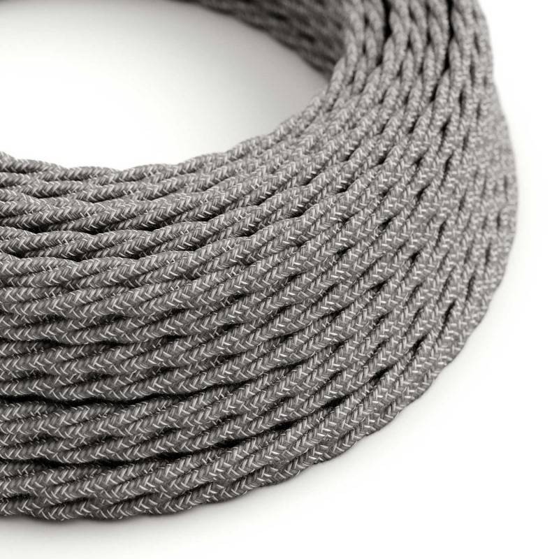 Cable textil trenzado lino gris para lámparas | Doble aislamiento CE | Iluminable)