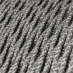 Cable textil trenzado lino gris para lámparas | Doble aislamiento CE | Iluminable)