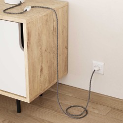 Cable textil trenzado lino gris para lámparas | Doble aislamiento CE | Iluminable)