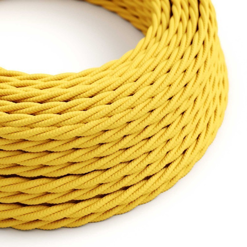 Cable textil trenzado decorativo amarillo | Iluminable)