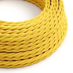 Cable textil trenzado decorativo amarillo | Iluminable)