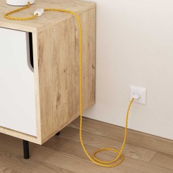Cable textil trenzado decorativo amarillo | Iluminable)