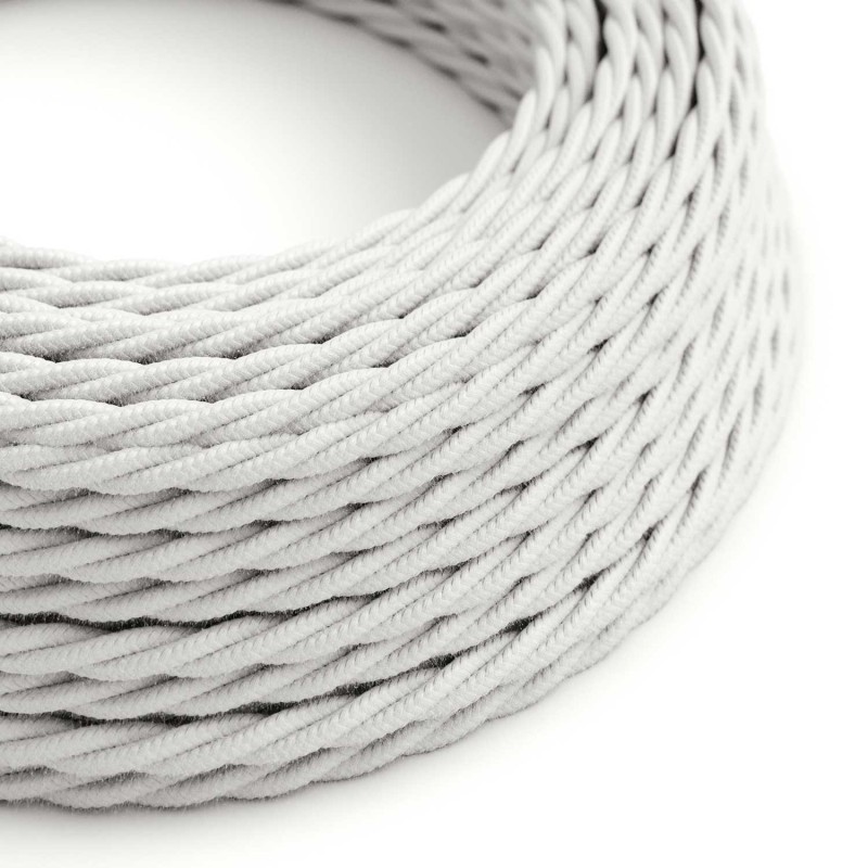 Cable textil trenzado decorativo en blanco | Iluminable)