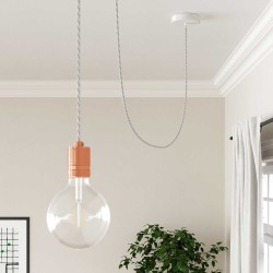 Cable textil trenzado decorativo en blanco | Iluminable)