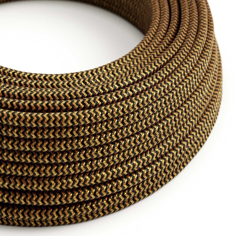 Cable textil decorativo negro y dorado | Iluminable