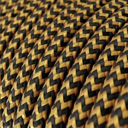 Cable textil decorativo negro y dorado | Iluminable