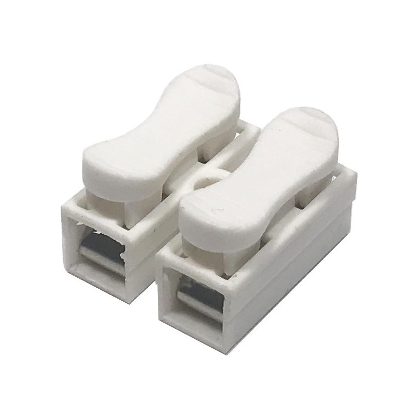 Clema automática blanca de 2 polos sin tornillos | Fábrica Tu Lámpara | Iluminable)