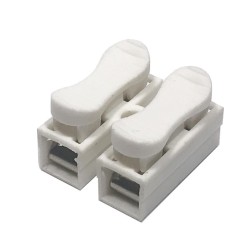 Clema automática blanca de 2 polos sin tornillos | Fábrica Tu Lámpara | Iluminable)