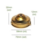 Portaglobos de latón 59 mm x 12 mm con fijación de tornillos