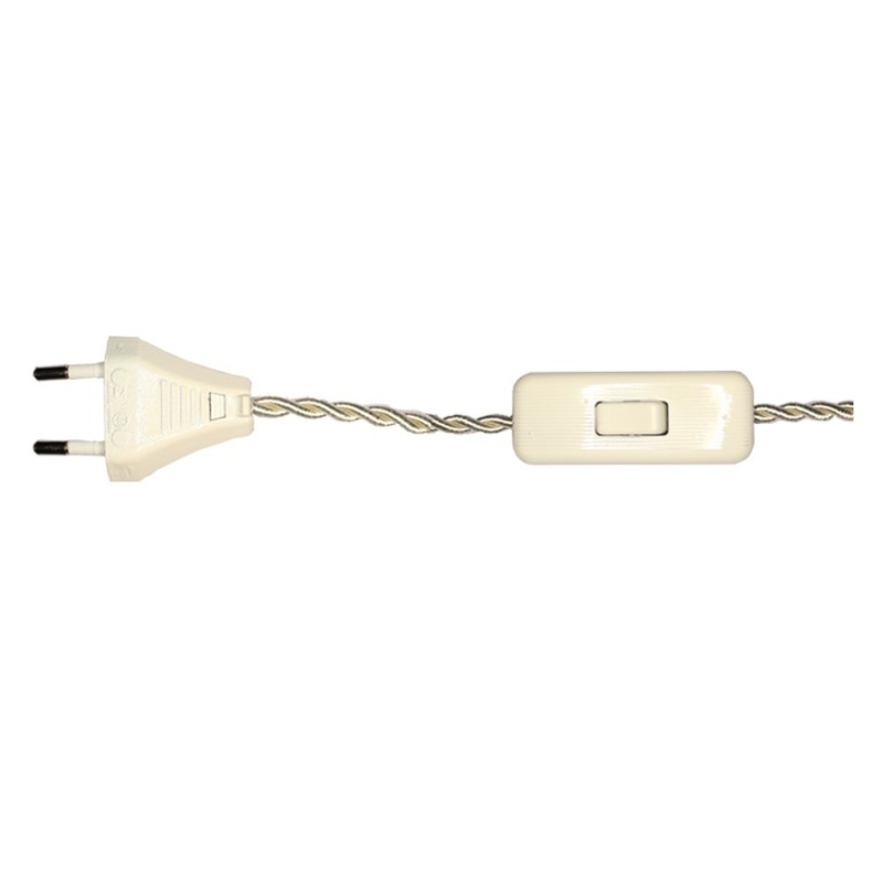 Cable trenzado con clavija e interruptor para lámparas