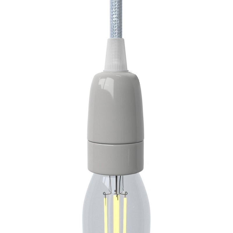 Portalámparas de porcelana E14 con prensaestopa | Iluminable