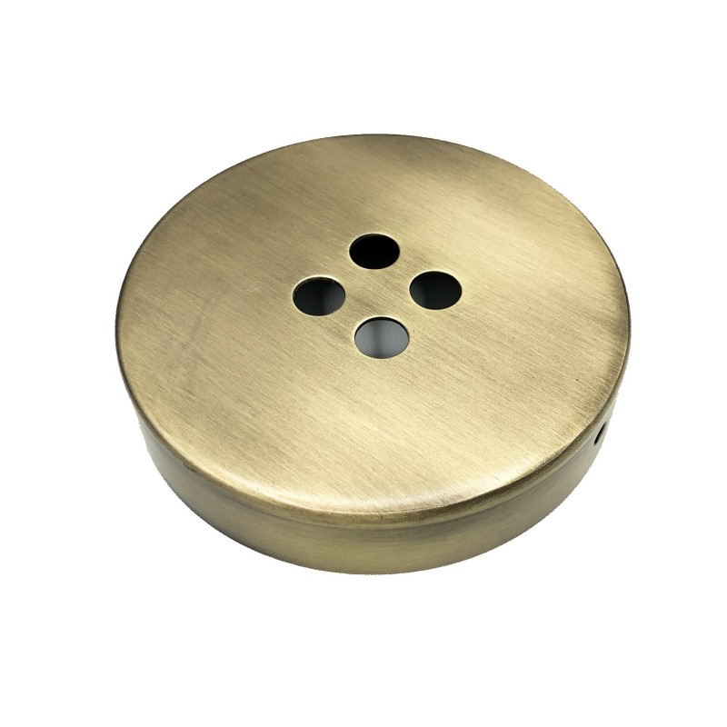 Rosetón metálico oro viejo 100 mm con cuatro salidas