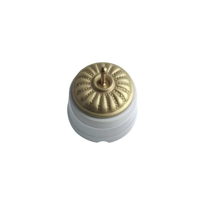 Conmutador porcelana tapa grabada satín y patilla satín