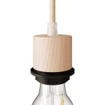 Kit portalámparas E27 madera recta con arandela | Iluminable