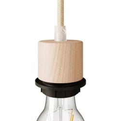 Kit portalámparas E27 madera recta con arandela | Iluminable