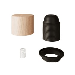 Kit portalámparas E27 madera recta con arandela | Iluminable