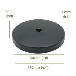 Cubierta metálica negra 108 mm diámetro x 5 mm