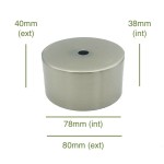 Tapa decorativa portaglobos de acero cepillado 78 mm x 38 mm