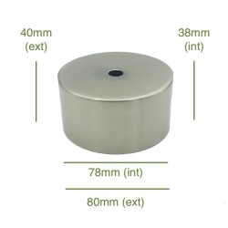 Tapa decorativa portaglobos de acero cepillado 78 mm x 38 mm
