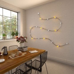 Pieza sujeción decorativa final blanca para guirnalda
