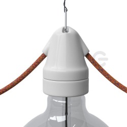Portalámparas de porcelana rosca E27 blanco guirnalda doble ala