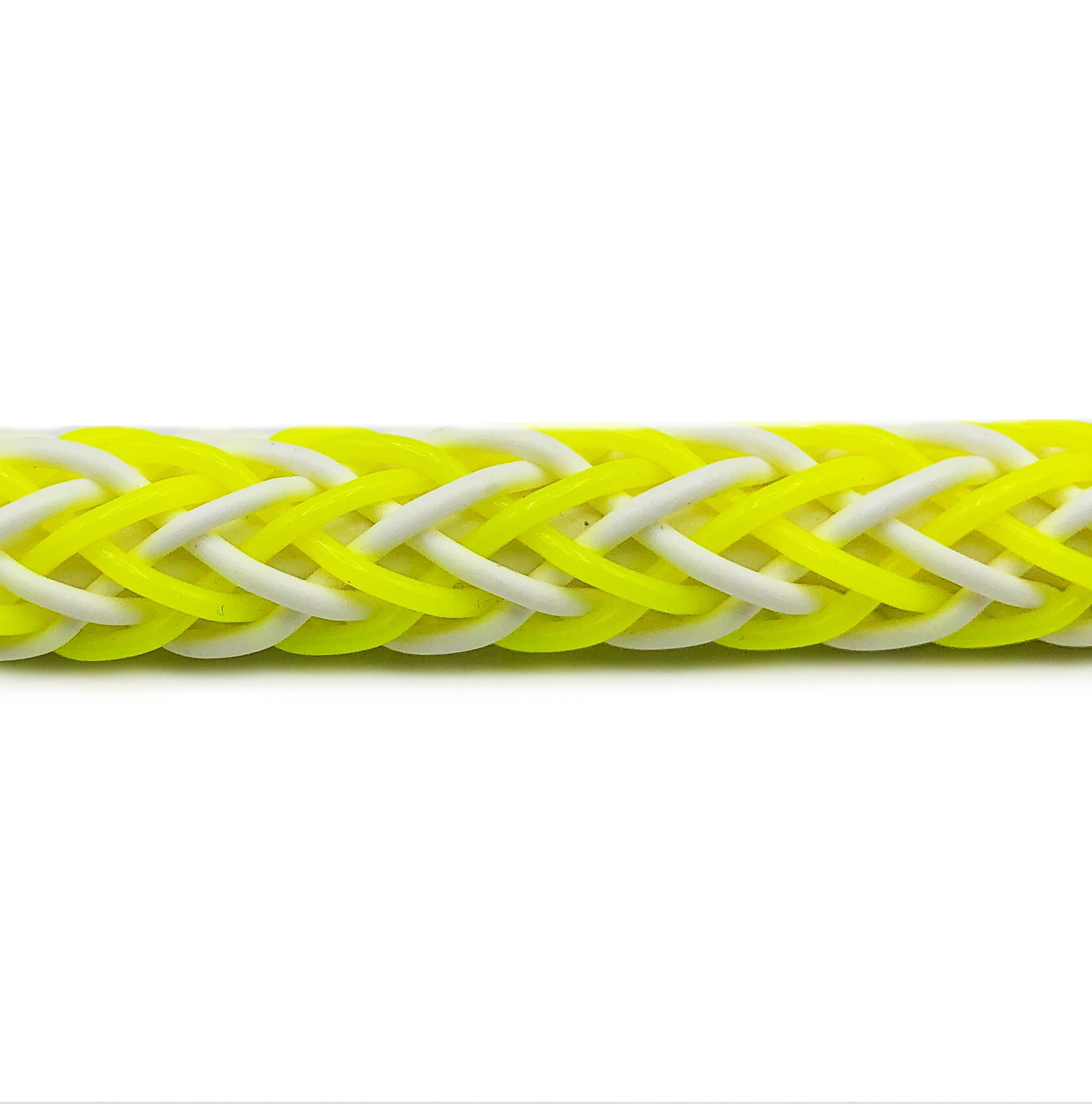 Cable plástico decorativo blanco y amarillo con trenzado Scooby