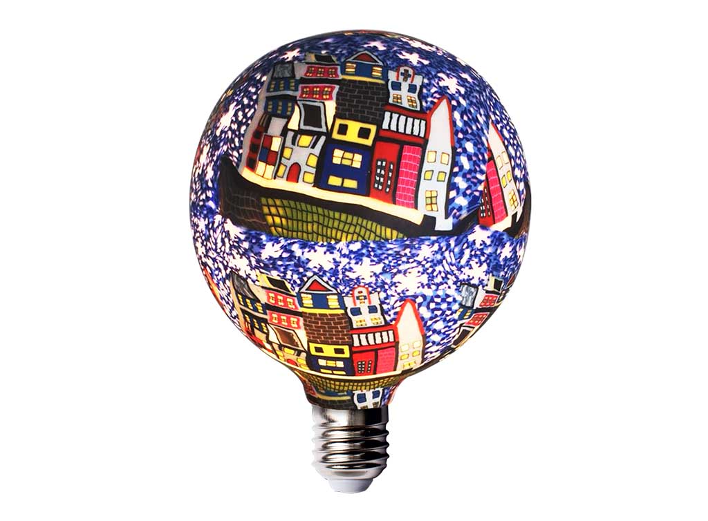 Lámpara decorativa E27 fabricada en silicona con motivos casas