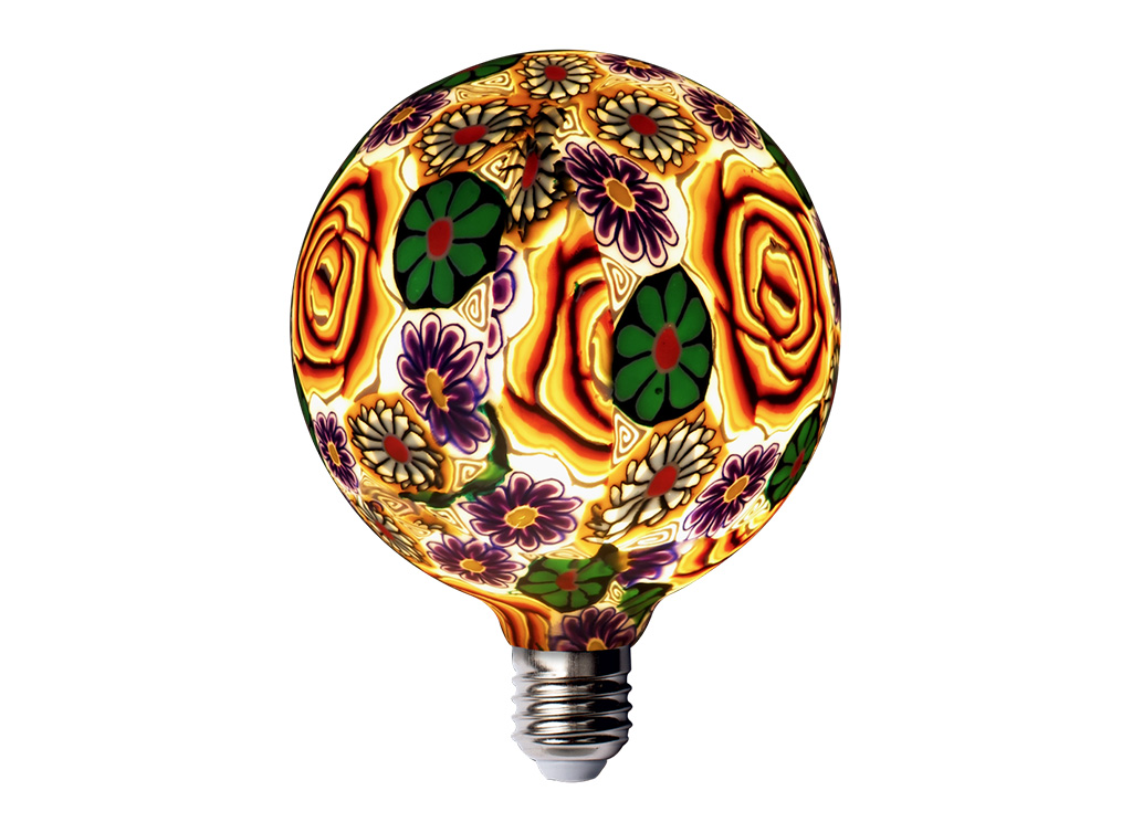 Lámpara decorativa E27 fabricada en silicona con motivos flores