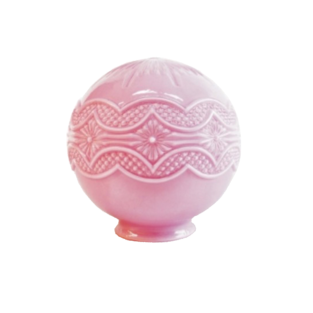 Globo de cristal con cuello 200mm diámetro rosa decorada