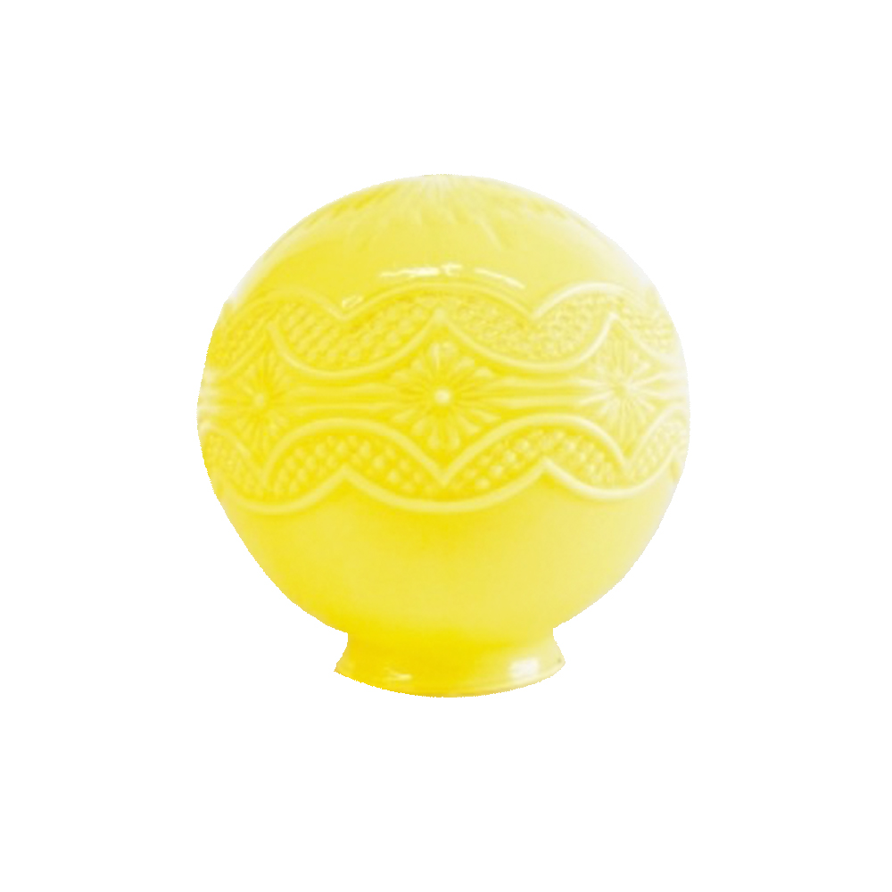 Globo de cristal con cuello 200mm diámetro amarillo decorada