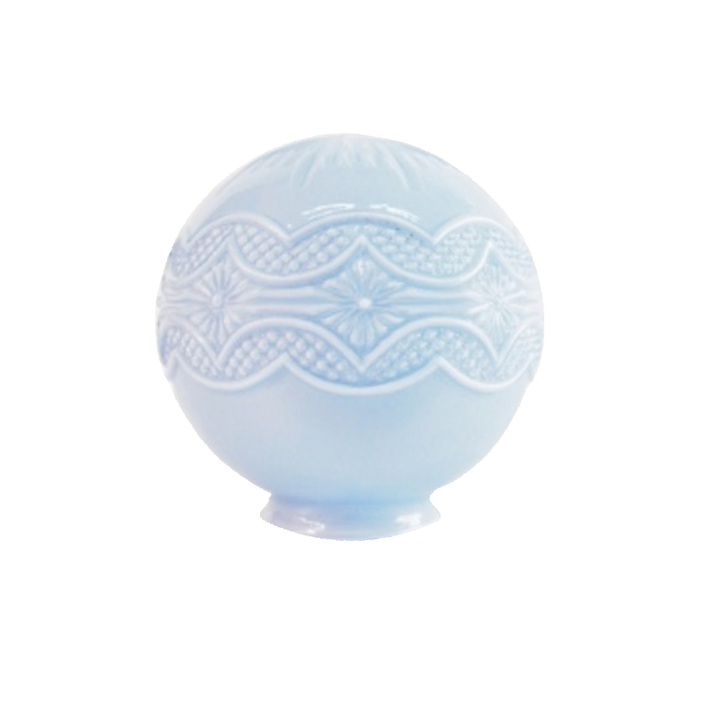 Globo de cristal con cuello 200mm diámetro azul decorada
