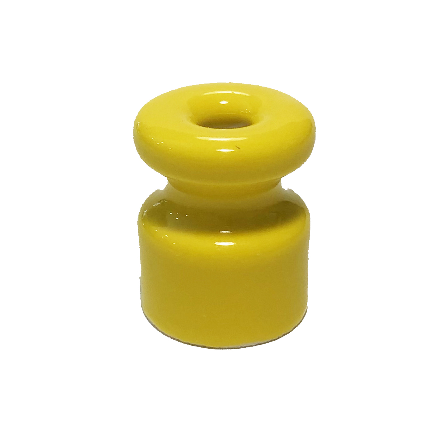Aislador en porcelana amarillo grande para cable trenzado
