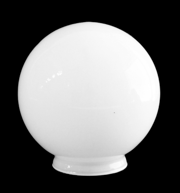 Bola globo de cristal blanco con cuello 150mm diámetro