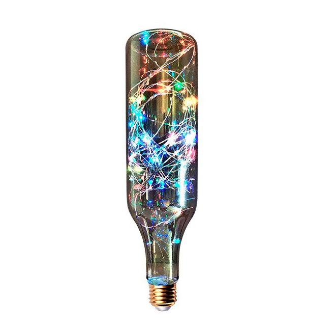 Bombilla LED botella con hilo luz de colores 246mm x 74mm ref. 282088