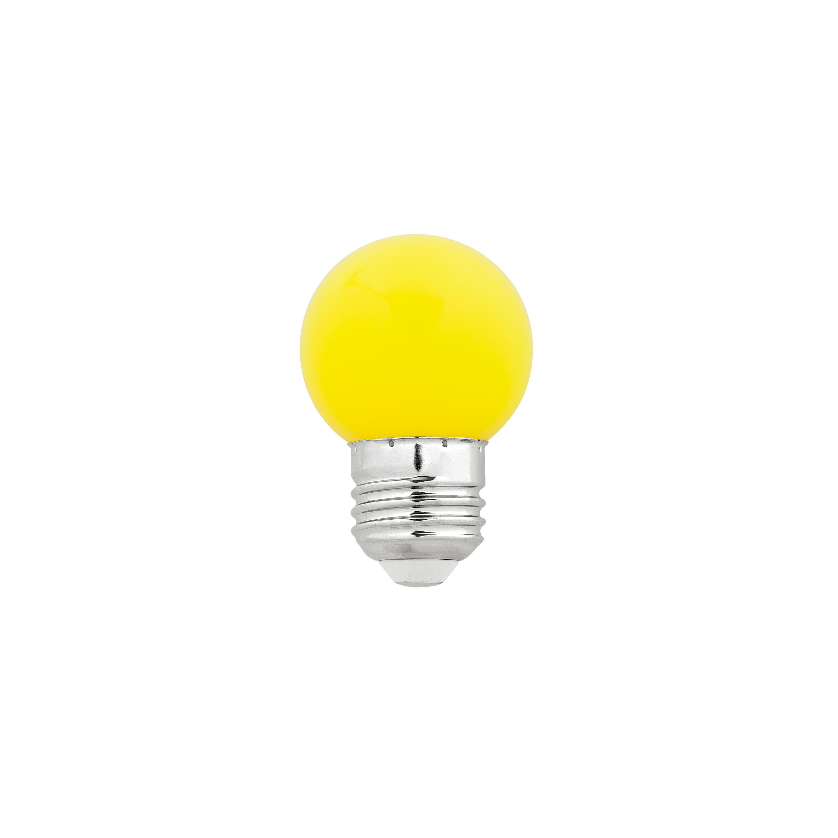Bombilla LED esférica amarilla guirnalda 1,5W rosca E27