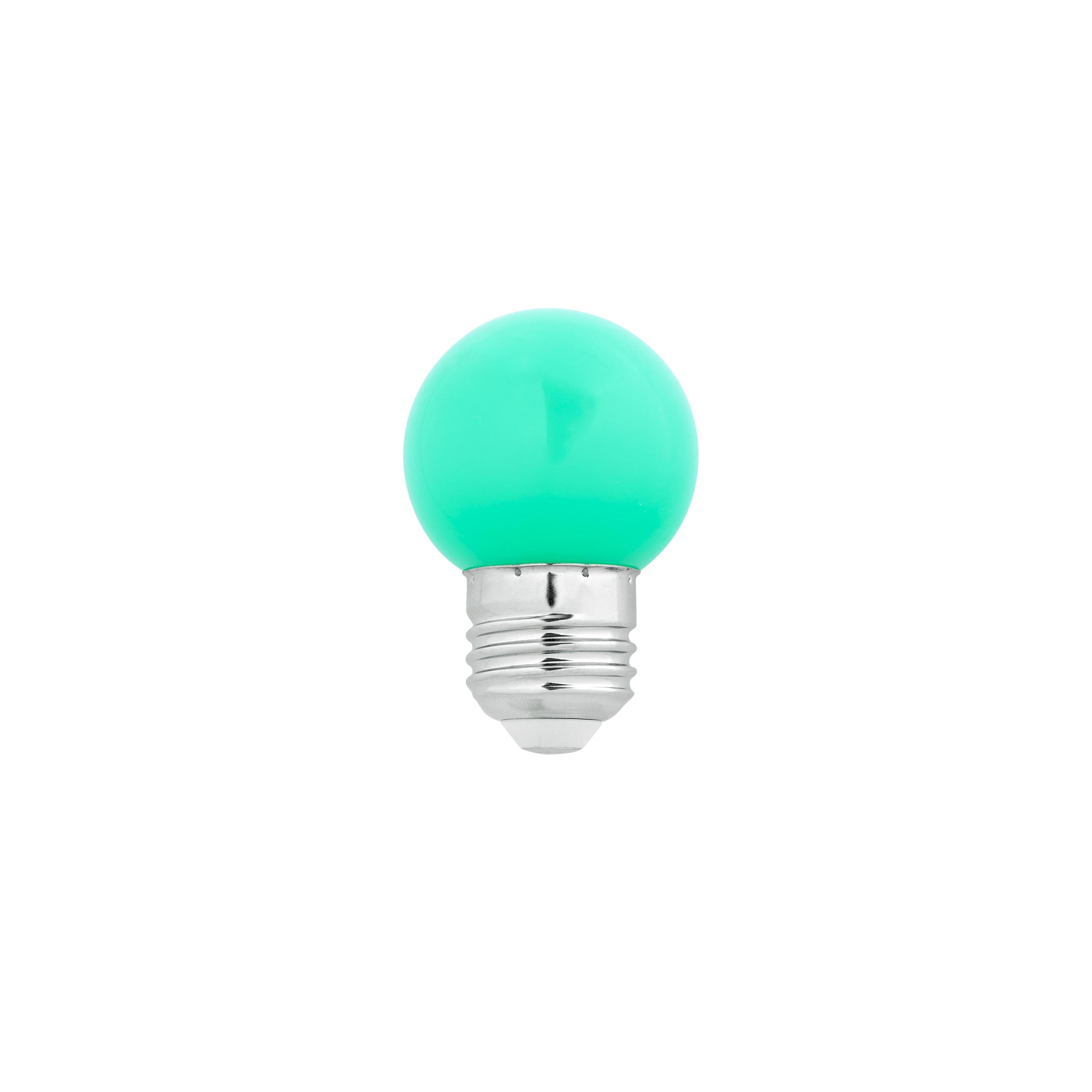 Bombilla LED esférica verde para guirnalda 1,5W rosca E27