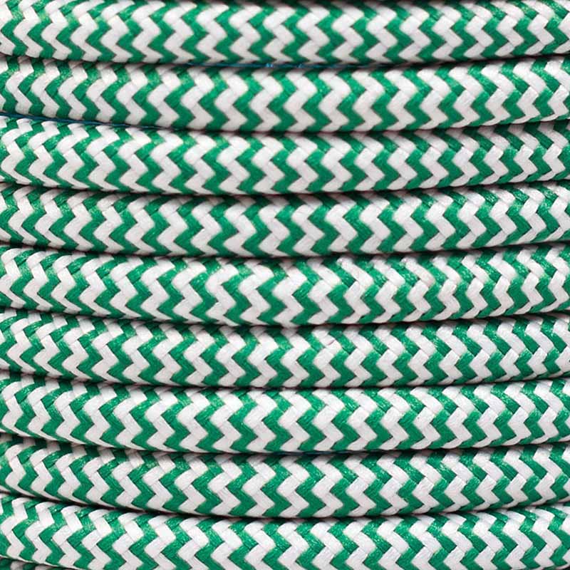 Cable textil decorativo a metros homologado color verde zig zag