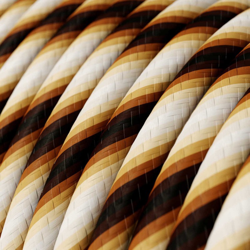 Cable decorativo textil a metros homologado marrón retro ref. 299239