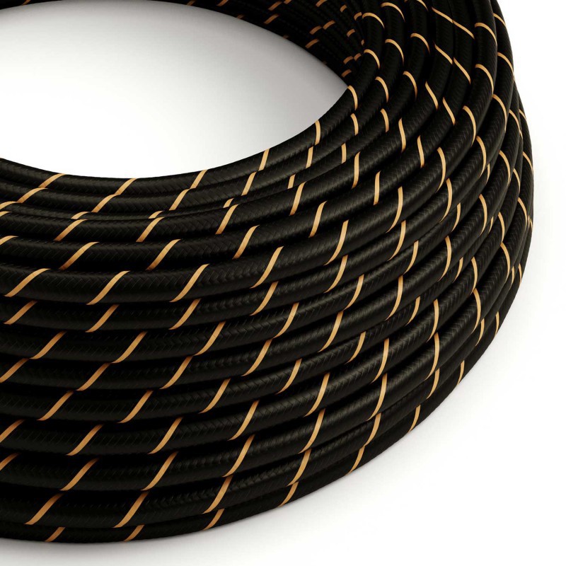 Cable decorativo textil a metros homologado negro dorado ref. 298153