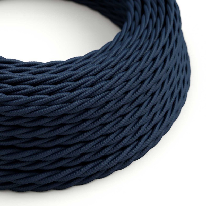 Cable decorativo textil trenzado acabado color azul ref. 298012
