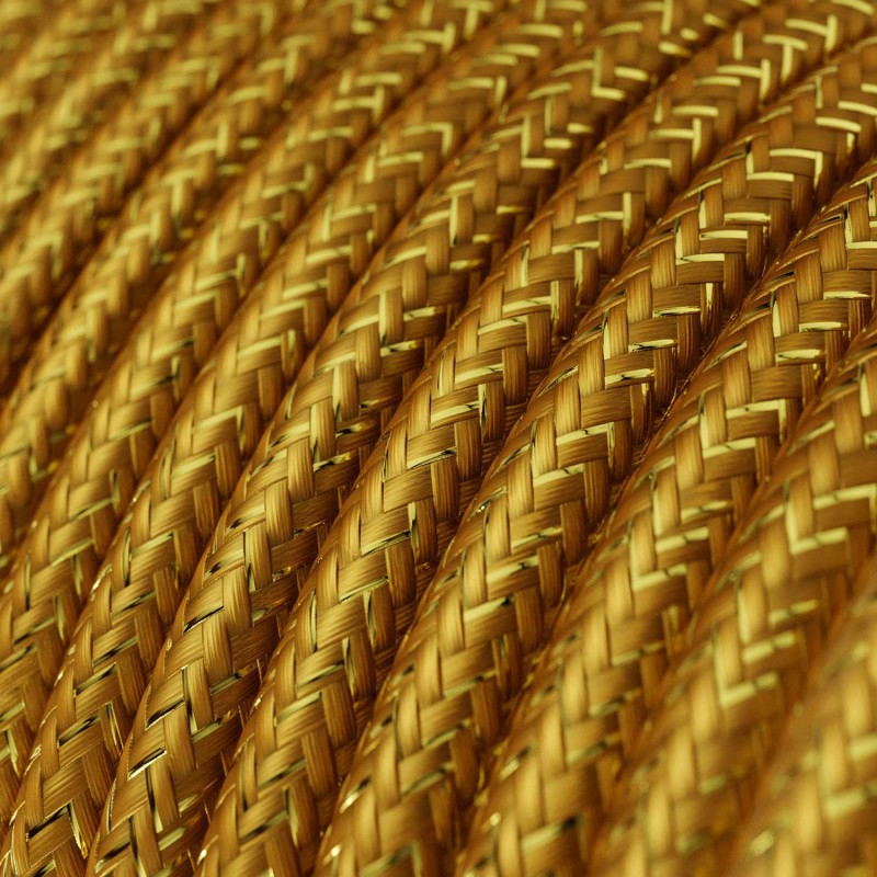 Cable decorativo textil a metros homologado dorado brillante