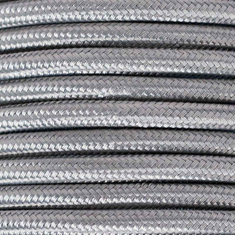 Cable textil decorativo a metros homologado de color plateado