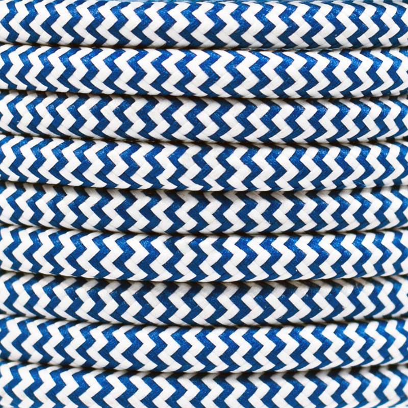 Cable textil decorativo a metros homologado color azul bicolor