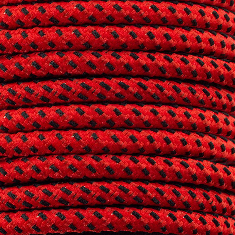 Cable textil decorativo a metros homologado color jaspeado rojo