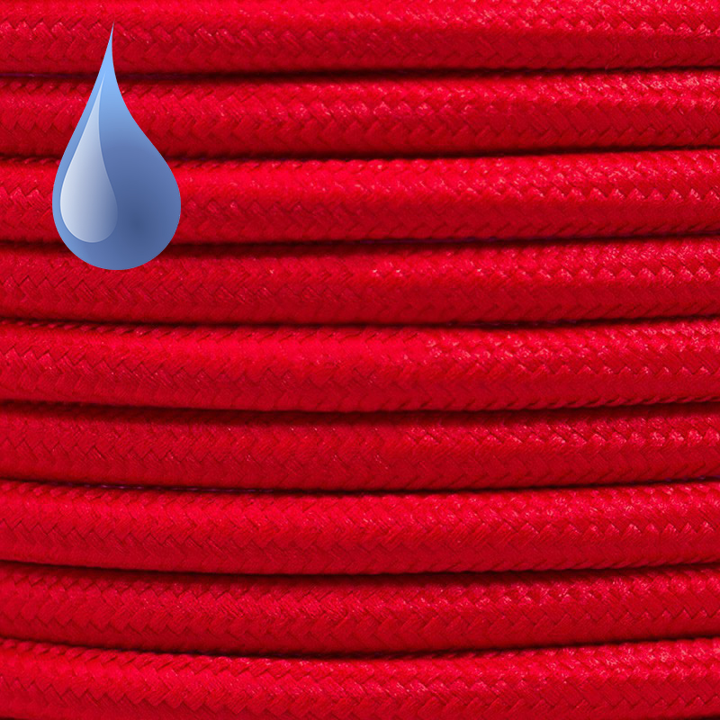 Cable textil decorativo rojo para exterior