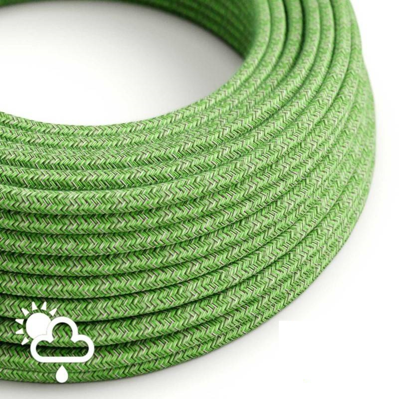 Cable textil decorativo verde para exterior
