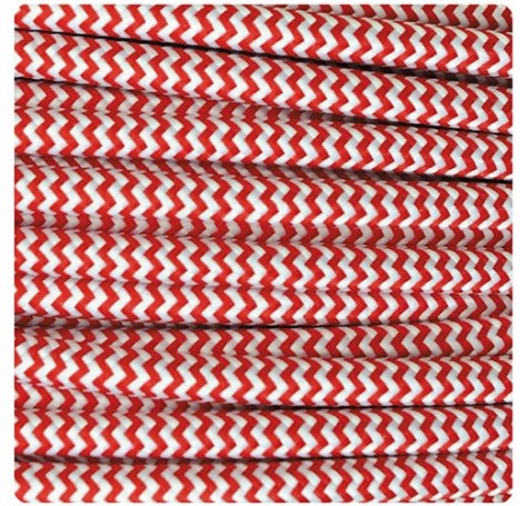 Cable textil decorativo a metros homologado color rojo bicolor