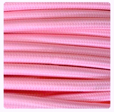 Cable textil decorativo a metros homologado de color rosa
